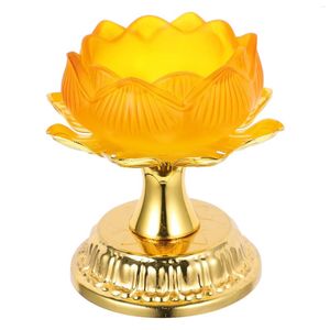 Titulares de vela Lotus Ghee Lamp Holder Religioso Stand Base Decoração Castiçal Decorativo