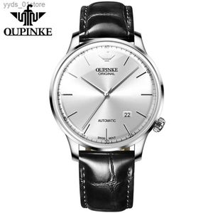 腕時計Ooupinke 3269男性向けのウルトラ薄い自動メカニカルオリジナルスイスメントラグジュアリースフィアミラー防水男性時計l240402