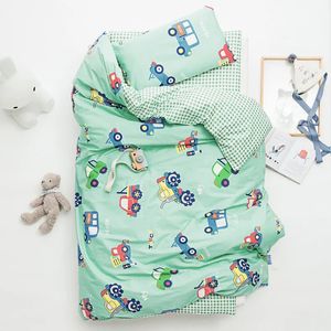 3st Baby Bedding Set Boy Girl Cartoon Soft Kindergarten Cotton Cot Bed Linen Inkludera Pillowcase Sheet Däcke Cover No Filler 240322