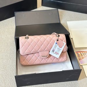 CF Cowhide Balık Tahıl Moda Kadın Omuz Torbası Deri Elmas Altın Gümüş Donanım Metal Toka Lüks El Çantası Matelasse Zincir Crossbody Çantalar Makyaj Çantaları 23cm