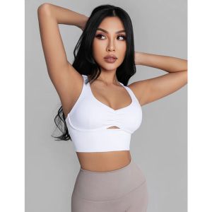 BRAS Women Sports Bh Crop Topps Ny Super Soft Fabric bredare remmar Gym Topp Solid Color Fitness Bh Wear Outdoor Active Bras