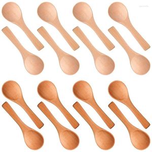 Spoons 200 Pieces Of Small Wooden Spoon Mini Natural Wood Honey Teaspoon For Kitchen (Mixed Color)