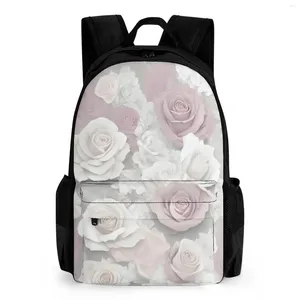 Ryggsäck floral med rosavtryck multipurpose resväska kvinnor pojkar och flickor studentskolväskor stor kapacitet