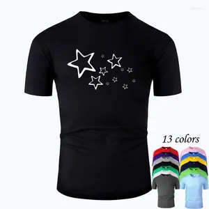 Homens camisetas brilhando estrelas linha arte o pescoço camisa de algodão homens e mulheres unisex verão manga curta projetado casual tee m02091