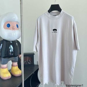 デザイナーバージョンBLホーム2024新製品ダブルリング刺繍レターヘビーワークアウトヘムルーズカップルショートTシャツ8F0M