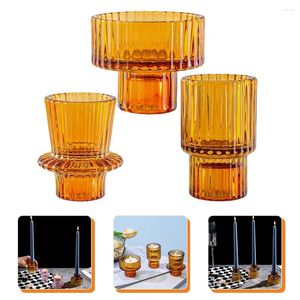 Titulares de vela 3 PCs Porta de vidro Acentos Decoração Copo de copo Fazendo recipientes de casamento Velas decorativas e proprietários