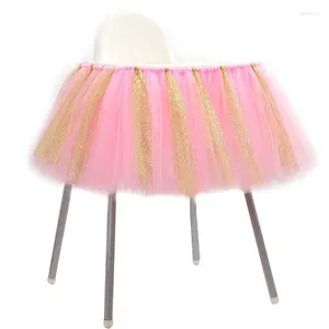 Table Skirt 91 35cm Tutu Tulle Skirts High Chair Decor Baby Shower Decorations For Boys Girls Party Set 1st Birthday Supplies