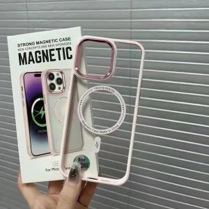 Transparent Acrylic Magnetic Phone Case for iPhone 11 12 13 14 15 Plus Pro Max Wireless Charging Clear Shockproof Back Cover Case