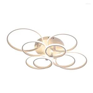 Ceiling Lights 8/6/4 Rings Modern For Living Room Bedroom Study Light Lustre Black/white Lamp Fixture