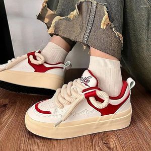 Buty swobodne Red White Sports Woman Platforme Sneakers Vintage Flats Spring Kawaii HARAJUKU Fashion Vulcanize Tennis Female