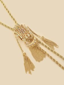 Naszyjniki wiszące złoto kolor arabski damski naszyjnik luksus algierski łańcuch ślubny ślubny z cynestonem wsuwane akcesoria biżuteria Tassels