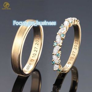 Custom Fine Jewelry 14K 18K Solid Yellow Gold Engagement Ring Set Women Eternity With Men Band Moissanite Wedding Rings