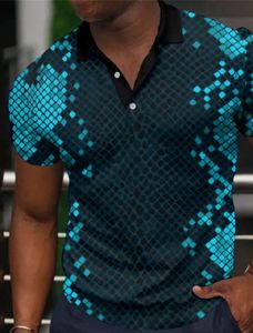 Fashion Mens Polo Shirt Golf Shirt Plaid Turndown 3D Print Street Daily Short Sleeve 3D Button-Down Clothing Breathable Apparel 240320