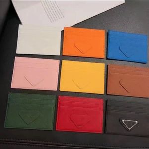 Luxo Mulher portador de cartão Cash Bag Women Mini Wallet Designer Mini carteiras de couro colorida colorida Card de couro Coin Men and Women Purse Triangle Brand com caixa