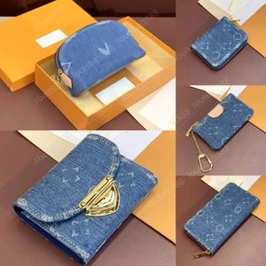 Klassiskt franska varumärke lyxdesigner Blue Denim Clamshell Wallet Series Victorine Wallet Classics Interior Card slot Ladies Pass Pocket Travel Wallet Coin Plånbok