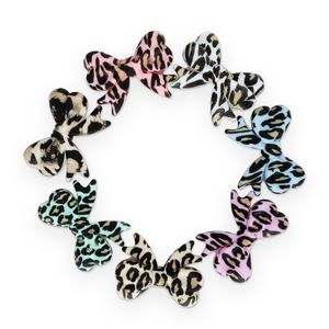 10pc Leopard Print Silikonowe koraliki Bowknot Tie-Dye Mini Pearl DIY Jewelry Baby Smakier Łańcuch BPA Bezpłatny ząbek koralika