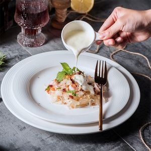Креативная чисто белая неглубокая круглая керамическая тарелка с резьбой тарелка для западной еды тарелка для стейка со спагетти плоская тарелка керамическая посуда можно изготовить