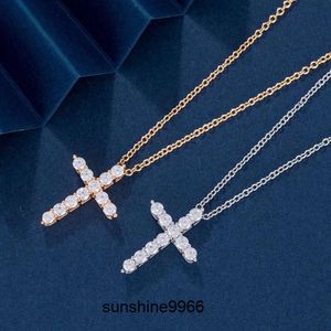 Pendant Necklaces Sterling Sier Diamond Cross Pendant Creative Simple Light Niche Clavicle Necklace