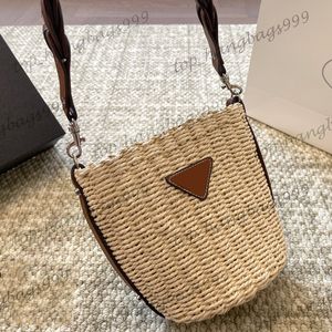 Borse a spalla sotto le ascelle con secchiello in paglia di design di lusso Borse classiche da spiaggia per outfit quotidiano 16x20 cm Borse da spiaggia grandi casual Tote Borsa