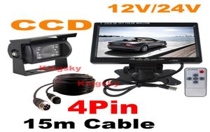 12V24V Night Vision 18IR LED Backup Reverse Camera 4Pin 7quot LCD Monitor Car Rear View Kit 15m cable For BUS Truck RV M1990967