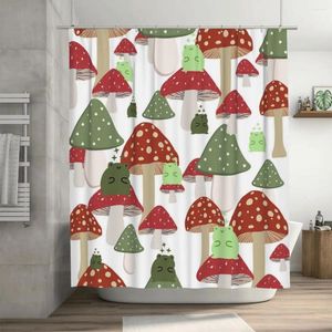 Cortinas de chuveiro sapos em uma cortina de floresta de cogumelo 72x72in com ganchos padrão personalizado decoração de banheiro