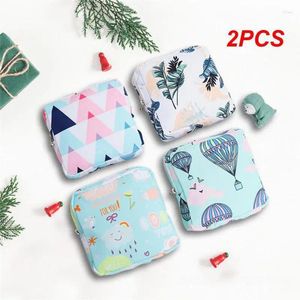 Storage Bags 2PCS Sanitary Pad Pouch Cosmetic Bag Cute For Women Lipstick Organizer Tampon Holder Handbags Coin Purse