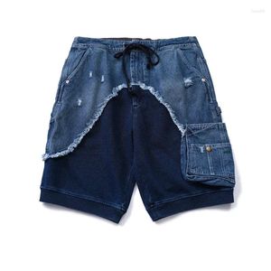 Men's Shorts GL Style Multi Material Patchwork Design Summer Loose Washed Denim Quarter Pants Trend Arrival