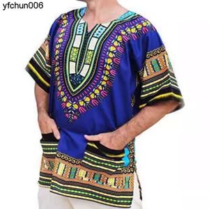 Raanpahmuangs منتج جديد Dashiki Hiji Clothing Mens قميص قصير الأكمام {الفئة}