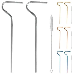 Drinking Straws Stainless Steel Food Grade Metal Straw Set With Cleaning Brush Milkshake Drinkware Bar Party Accessories