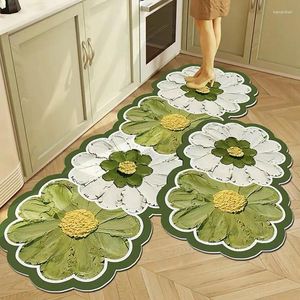 Carpets Flower Shape Kitchen Drain Pad Absorbent Sink Mats Non Slip Dish Drying Mat Coffee Tableware Placemat Drainer Pads Alfombra