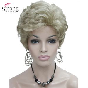 Wigs Strongbeauty Short Fluffy Natura naturale Bionda Bionda Full Sintetica Parrucche da donna Capelli Wig 6 Colori per scegliere