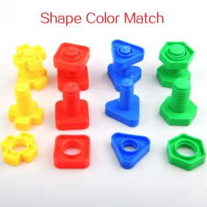 5 Set skruvbyggnadsblock Nutform Match Pussel Toys For Children Spädbarn Montessori Form Färg Känner igen utbildningsleksaker