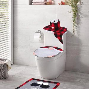 Coprisedili per WC Copriwater natalizio Divertente Gnomo 4 pezzi/set Scatola per fazzoletti per decorazioni per il bagno