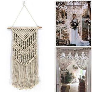 Tapissries Bohemian Macrame Woven Wall Hanging Boho Chic Home Geometric Art Decor Vacker lägenhet för