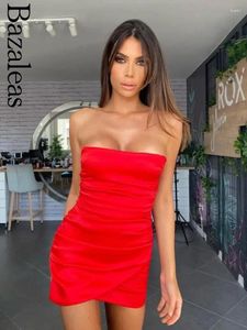 Casual Dresses 2024 Store Sexy Red Ruched Elegant Clothing Mini Sleeveless Slim Dress Official