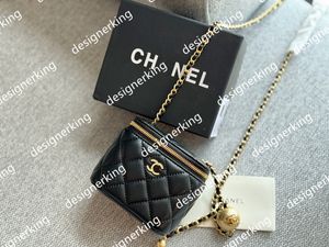 Classic Women's Bag Rhombus Chain Bags C Small Golden Balls Square Bag Crossbody Waist Bags Double Letters Makeup Lipstick Pack channells crossbody bag 10A With box