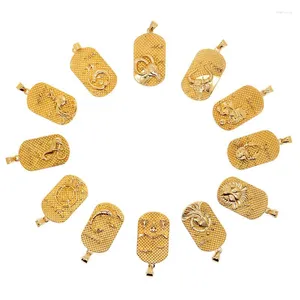 Colares com pingente unissex de aço inoxidável 316L Cool ZODIAC Vintage Gold-Color Free Chain