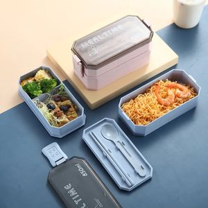 850 ml 2 warstwy bento pudełka ekologiczne pudełko na lunch pojemnik na żywność pszenny Materiał naczyń obiadowych