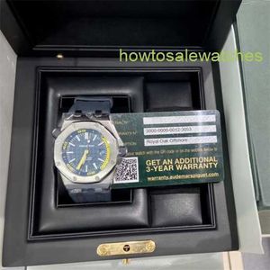 Ultimo orologio da polso AP Royal Oak Offshore Series Orologio meccanico automatico da sub impermeabile con cinturino in caucciù in acciaio con datario Orologio da uomo 15710ST