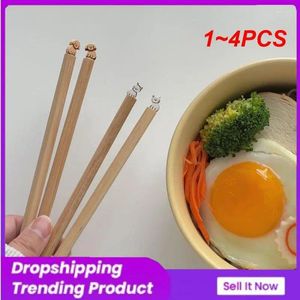 Chopsticks 1-4pcs anti-slip Durable Practical Bamboo and Wood 2024 Tableware Wood