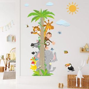 Janela adesivos bonito dos desenhos animados animais girafa removível elefante papel de parede adesivo sala estar mural arte decalques