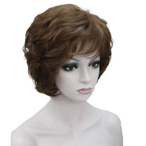 Perücken Stronbeauty Damen Perücken schwarz/braun natürliches kurzes lockiges Haar synthetische Vollperücke 18 Farbe