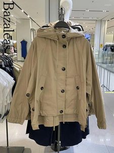 レディースジャケット2024女性用クロップドパーカージャケットKhaki Coatボタン