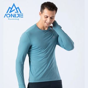 AONIJIE FM5127 Mann Männlich Schnell Trocknend Laufen T-shirt Shirts Lange Ärmel Mit Finger Loch Frühling Herbst Für Ausbildung Marathon 240315