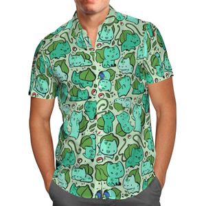Übergroße Streetwear 3D Anime Green Kurzarm Hawaiian Hemd Herren Beach Sommer 5xl Social Homme-863