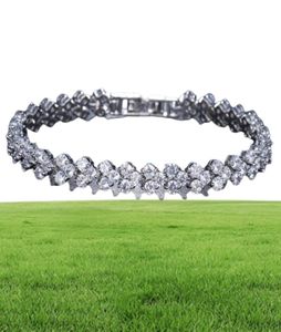 Bracciale tennis con zirconi placcato oro bianco 18 carati Catena a mano con diamanti per uomo Donna Cuore Amore Braccialetti di cristallo Bracciale amante regalo Val2177390