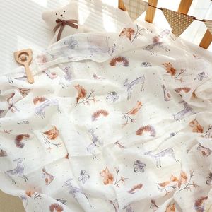 Filtar baby filt muslin swaddles född bomullsgasskydd tar emot blöjor spädbarns handduk