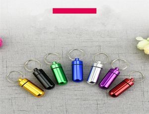 Nyckelhållare Aluminium Waterproof Pill Box Bottle Holder Container Keychain Key Chain Pill Box Jar Storage 48mm17mm Stash 346 V25395667