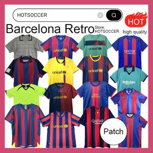 Retro Barcelona camisas de futebol 96 97 98 99 100º clássico maillot de foot RIVALDO RONALDO GUARDIOLA RONALDINHO 05 06 08 09 10 11 14 XAVI MESSIS camisa de futebol hotsoccer