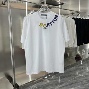 Men's T-Shirts New Designer round neck relief letter print Mens T Shirt For Casual Woman Shirts Strt Clothing Short Slve Ts 2 Color Man tshirt Top Quality Y240402